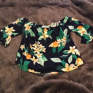 Off the shoulder flowered blouse